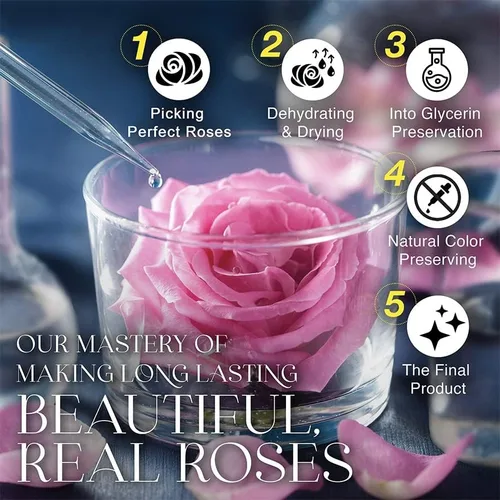 Vista 5 de GLAMOUR BOUTIQUE Rosa real preservada en una caja de regalo con juego de regalo de flores encantadas, regalos para ella, regalo para mamá, hija