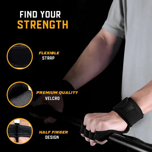 Vista 5 de Guantes de levantamiento de pesas súper agarre para hombres y mujeres, guantes de gimnasio ventilados con muñequeras de 16 pulgadas, ideales