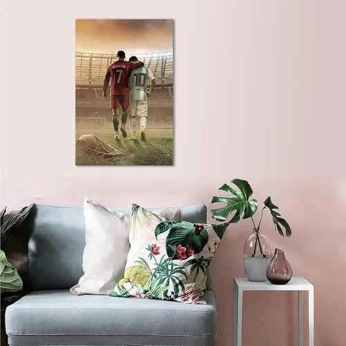 Vista 4 de Póster inspirador de fútbol, estrella de fútbol motivacional, arte de Mofanmi, estrellas de fútbol, Cristiano Ronaldo y Lionel Messi, póster