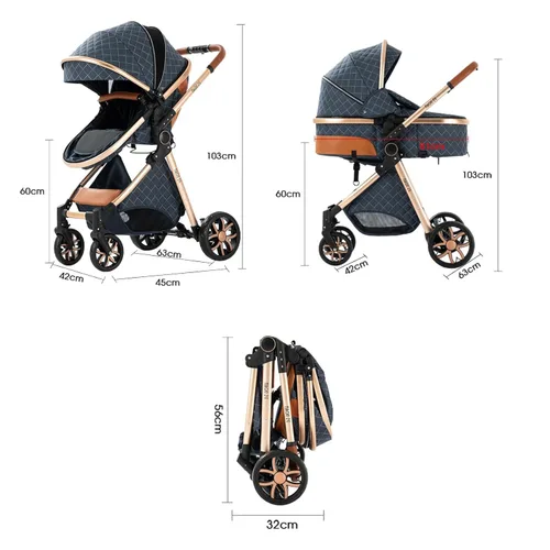 Vista 8 de Cochecito de bebé: moisés reversible de tamaño completo y asiento para niños pequeños, diseño plegable con toldo UPF 50+, protector de insectos