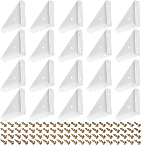 Vista 13 de uxcell 20 soportes de esquina angulares de 1.496 pulgadas x 1.496 pulgadas, soportes de acero laminado en frío con tornillos para borde de Negro