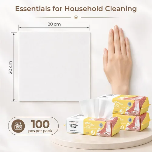 Vista 8 de Disposable Face Towel 200 Count, 7.9"X7.9"Clean Face Towelettes for Washing Face, 100% Cotton Soft Dry Wipe, Biodegradable Face Towels & Facial