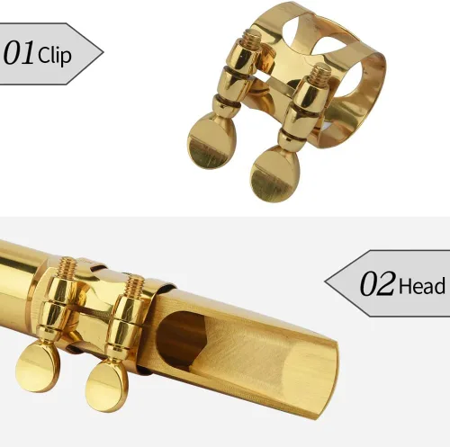 Vista 6 de Boquilla de saxofón alto con tapa y ligaduras, boquillas de saxofón alto Eb de metal de latón para profesionales y principiantes de saxofón