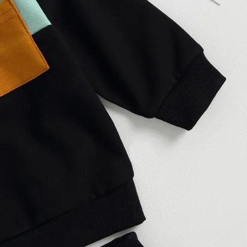 Vista 5 de kacubwyy Conjunto de ropa de manga larga con bolsillo y pantalones lisos, para otoño e invierno