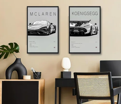 Vista 5 de dazongweihan 9 pósteres de súper auto para habitación de niños, arte de pared de automóvil de carreras para hombres y hombres, decoración de pared