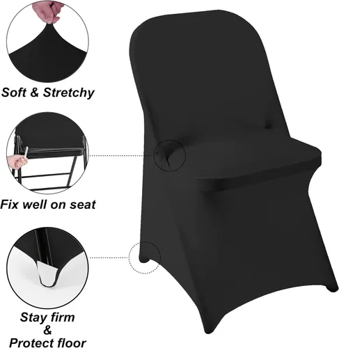 Vista 3 de 12 fundas impermeables de elastano elásticas para sillas plegables, protectores para sillas de comedor, para bodas, banquetes, fiestas, vacaciones