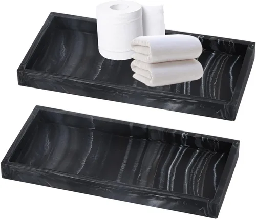 Vista 9 de 2 bandejas de silicona para tocador de baño, bandeja rectangular para encimera de baño, 7.87 x 3.93 pulgadas, bandeja de tocador de perfume