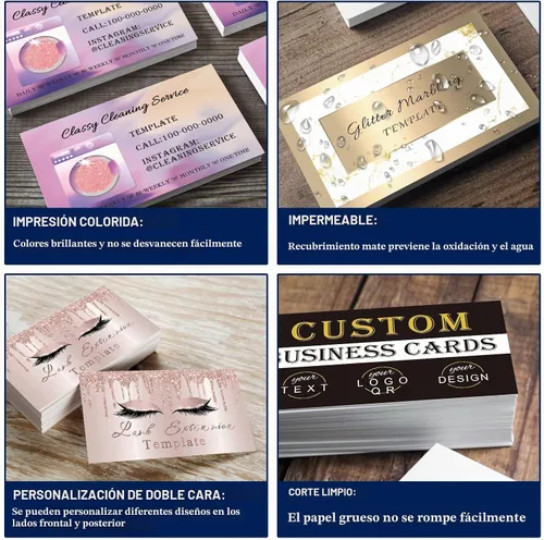 Vista 4 de Tarjetas de visita personalizadas personalizadas con logotipo, código QR, tarjetas de servicio de limpieza personalizadas, 100
