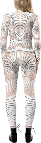 Vista 2 de Disfraz de esqueleto de calavera para mujer, overol de una pieza para Halloween