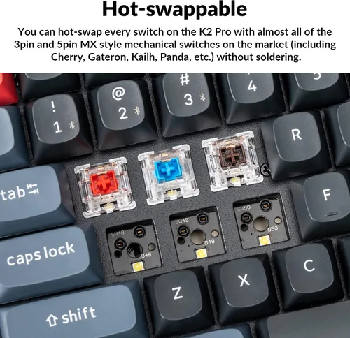 Vista 3 de Keychron K2 Pro QMKVIA Teclado mecánico inalámbrico, interruptor K Pro marrón intercambiable en caliente con 75% de diseño macro programable