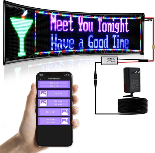 Vista 9 de GOTUS Letrero LED para automóvil, letrero LED de desplazamiento, flexible, aplicación Bluetooth, animaciones de diseño de bricolaje, texto, graffiti
