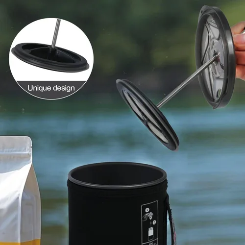 Vista 6 de Paquete de 2 cafeteras de prensa francesa de silicona compatibles con estufas de camping Jetboil Flash, cafetera de prensa francesa para estufas
