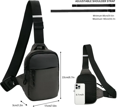 Vista 4 de Long Keeper Mini bolso bandolera Bolso cruzado pequeño impermeable para hombre y mujer, bolso casual para teléfono para viajes, senderismo