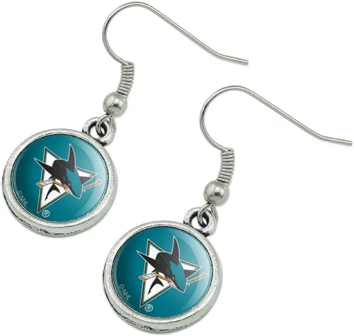 Vista 2 de GRAPHICS MORE NHL San Jose Sharks Logo Novelty pendientes colgantes