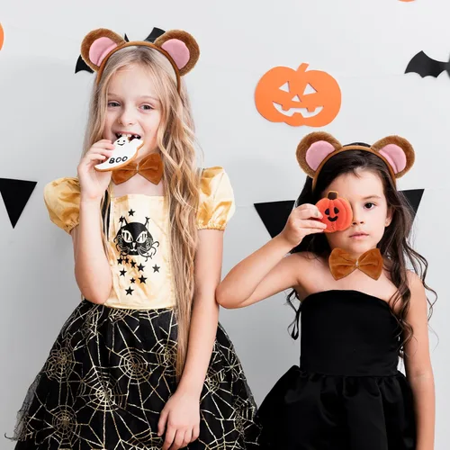 Vista 2 de 2 juegos de mono disfraz de Halloween, diadema de animal, diseño de disfraz de Halloween, lazo