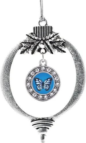 Vista 88 de Inspired Silver - Adorno con dije de cara de carlino - Adornos navideños de círculo de plata con joyas de circonita cúbica
