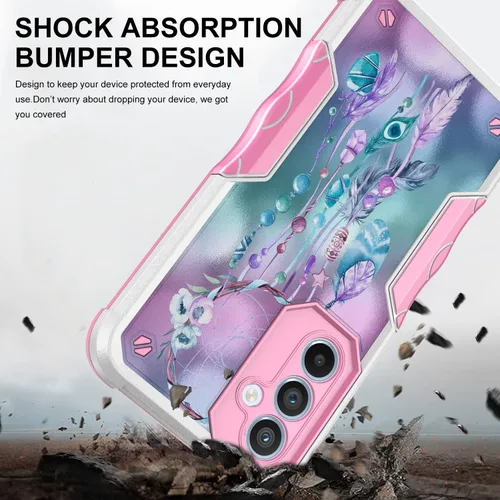 Vista 4 de Compatible con Samsung Galaxy S23, funda híbrida de doble capa con diseño gráfico resistente para Samsung Galaxy S23 (atrapasueños)