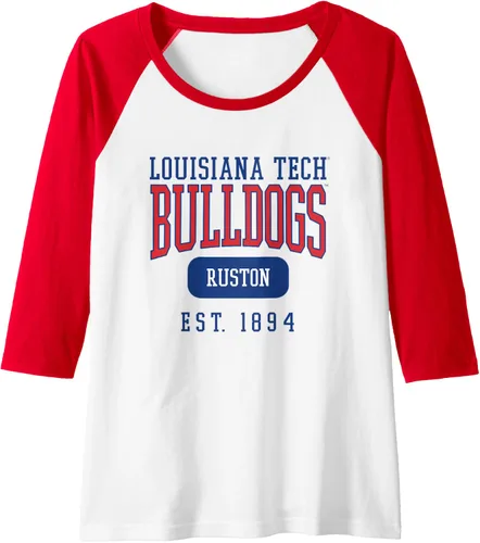 Vista 15 de Louisiana Tech Bulldogs Founded Date Raglan Baseball Tee, Negro