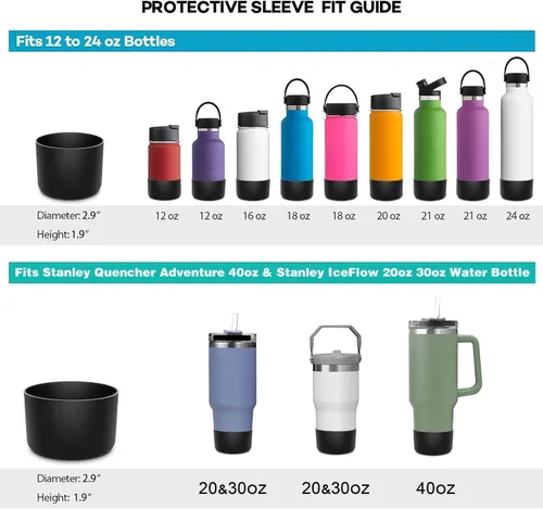 Vista 5 de 2 fundas de silicona para botas de ajuste perfecto para vaso Stanley de 40 onzas con asa y botella de agua Iceflow de 20 30 onzas, accesorios