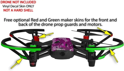 Vista 3 de Skin Decal Wrap 2 Pack para DJI Ryze Tello Drone HEX Mesh Camo 01 Dron Rosa No Incluido