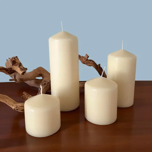 Vista 7 de Stonebriar Paquete de 3 Velas Pilares Altas de 3 x 3 Pulgadas de Cera de Marfil Sin Perfume con 18 Horas de Combustión