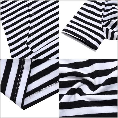 Vista 5 de Vestido MISSKY con capucha, bolsillos, estampado de rayas, hasta la rodilla, ajustado, informal, para mujer
