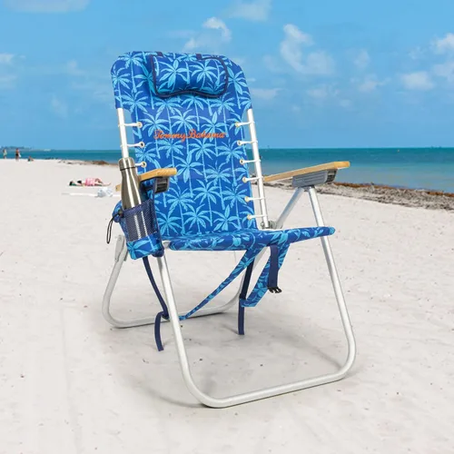 Vista 2 de Tommy Bahama Hi-Boy 17" Seat Height 4-Position Lace-Up Suspension Folding Beach Backpack Chair