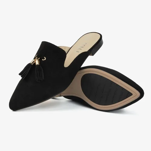 Vista 4 de MUSSHOE Mules para mujer, cómodos, puntiagudos, sin cordones, zapatos planos