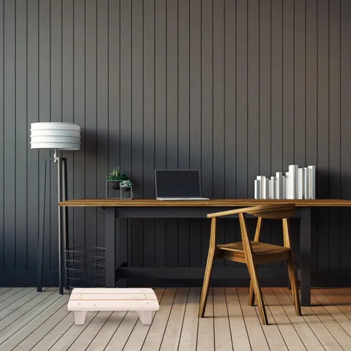 Vista 8 de Reposapiés de madera para debajo del escritorio, reposapiés de oficina inclinado para el hogar y el trabajo, diseño ergonómico para aliviar el dolor