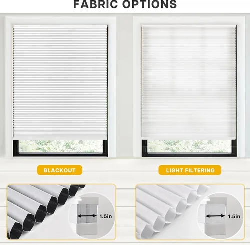 Vista 5 de LazBlinds Persianas Celulares sin Cordón, Cortinas de Panal Opacas sin Taladro para Ventanas Interiores, Cortinas Celulares Aislantes con Protección