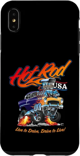 Vista 11 de Hotrod USA Design Classic Retro Muscle Car Dragster Cartoon Case for iPhone 17