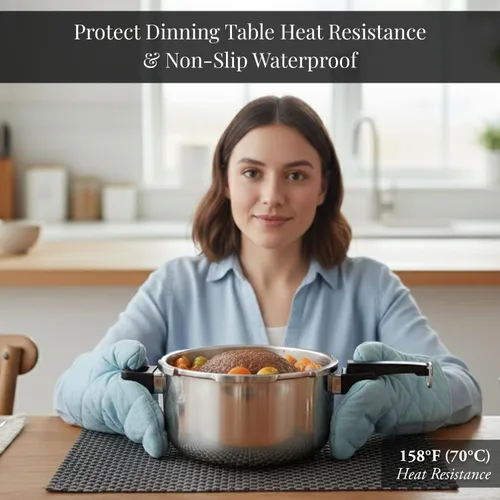 Vista 3 de Decozen Juego de 4 manteles individuales – Protector de mesa para decoración de cocina, resistente a los arañazos al calor, manteles individuales