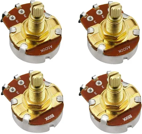 Vista 16 de FLEOR Potenciómetro cónico de audio con eje de 0.709 in, 4 piezas, tamaño completo, para guitarra, A250K