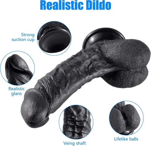 Vista 4 de Consoladores realistas para adultos, juguetes sexuales para mujeres, consolador de silicona suave con fuerte ventosa para jugar con manos libres