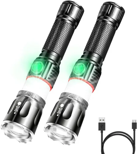 Vista 10 de Linterna recargable por USB, linternas magnéticas LED, linternas tácticas súper brillantes con luz lateral mazorca, impermeable, zoomable, 6 modos
