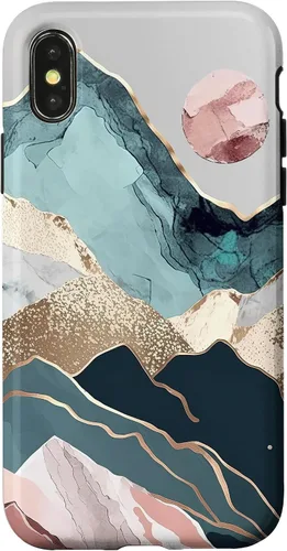 Vista 4 de Funda colorida para iPhone 15 Boho Chic Floral Paisaje Naturaleza Montañas