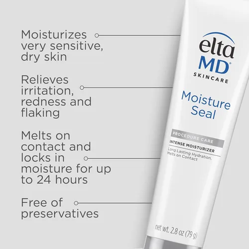 Vista 2 de EltaMD Hidratante para el cuidado de la piel Moisture Seal - Hidratante seco para cuerpo y cara para pieles sensibles, tubo de 2.8 onzas