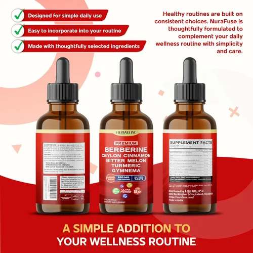 Vista 9 de Berberina orgánica, canela de Ceilán, melón amargo, cúrcuma, Gymnema gotas líquidas – 1500 mg por porción, ultra potente – 2 onzas líquidas