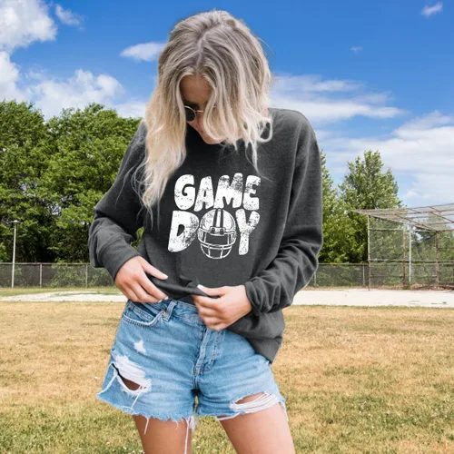 Vista 2 de FLOYU Sudadera de Sunday Funday para mujer, diseño gráfico de fútbol americano, para el día del partido, fin de semana, camiseta casual