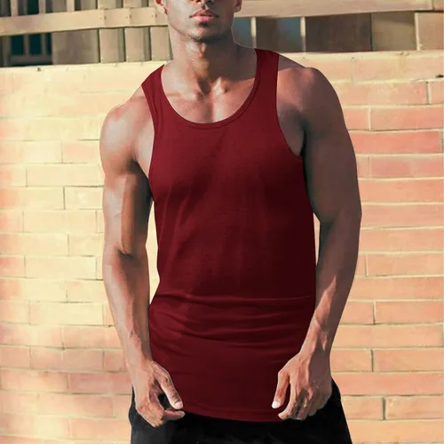 Vista 2 de Mens Muscle Shirts Casual Sleeveless Quick Dry Loose Fit Tank Tops Athletic Fitness Workout Gym Shirt Tops