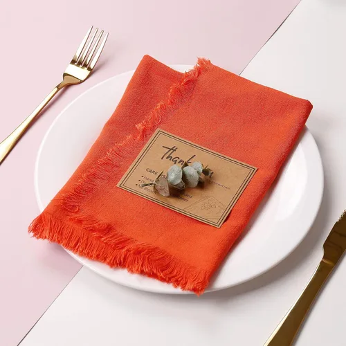 Vista 7 de Juego de 8 servilletas de tela de lino de algodón para el día de San Valentín, servilletas hechas a mano con flecos para bodas elegantes, Navidad