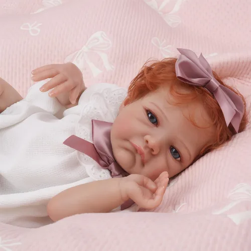 Vista 3 de WOOROY - Muñecas Reborn realistas para bebé niña de 20 pulgadas, muñecas recién nacidas con cabello rojo y ojos abiertos, cuerpo de tela