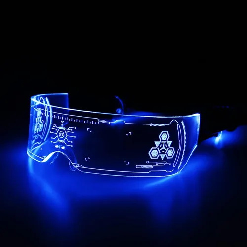 Vista 2 de MEILI Luminous Glasses LED Visor Glasses7 Colors Light Up Glasses for Adult Party Cosplay Halloween Bar Club White