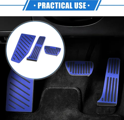 Vista 2 de Juego de 3 fundas para pedal de freno de acelerador de gas de automóvil, compatible con Toyota RAV4 2019-2021, aleación de aluminio antideslizante
