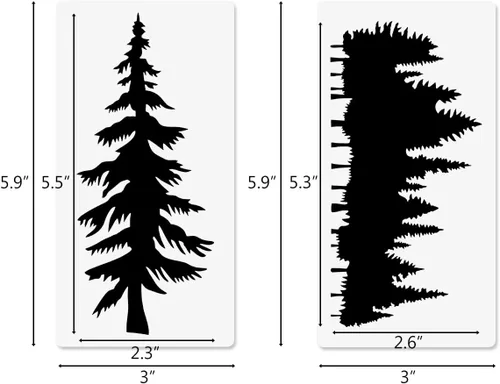 Vista 2 de 15 plantillas de árboles, pino abeto ciprés cedro de 3 x 6 pulgadas, plantillas de bosque de árboles de Navidad para pintar, plantillas de árbol