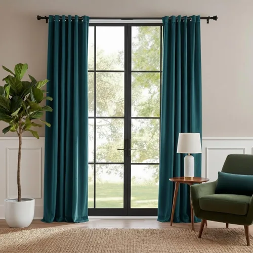 Vista 8 de RYB HOME Cortinas de terciopelo 100% opacas para sala de estar, cortinas de guardería con bloqueo de luz, 2 paneles, cortinas de ventana con Beige