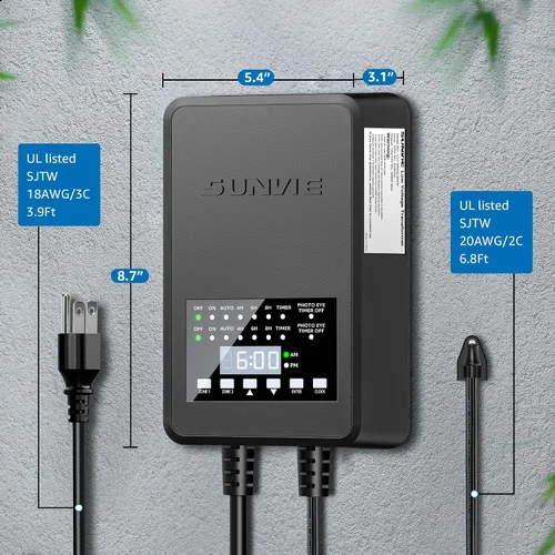Vista 7 de SUNVIE Transformador de paisaje de bajo voltaje de 300 W con 2 salidas de control independientes, transformador de iluminación de paisaje