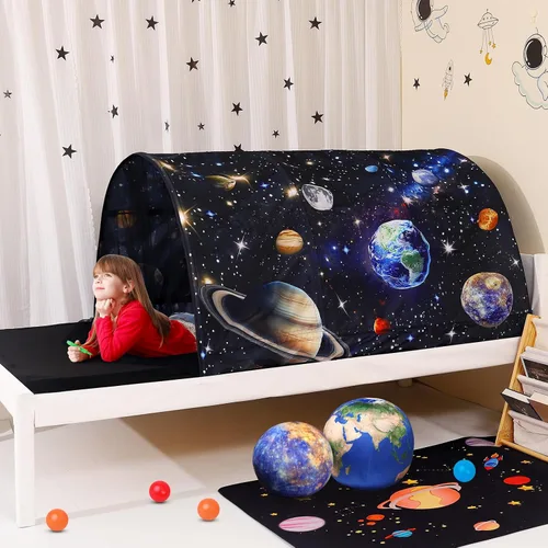 Vista 4 de Tienda de campaña para niños Lucky castle Bed Tent plegable casa de juegos para niños, tiendas de campaña para niñas y niños, toldo para dormir