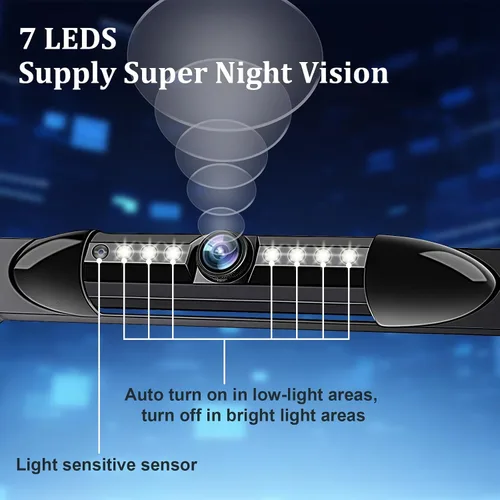 Vista 8 de H9 - Cámara de respaldo para matrícula, HD, cámara de visión trasera frontal y reversa con 7 LED de visión nocturna, ángulo de visión de 170 grados