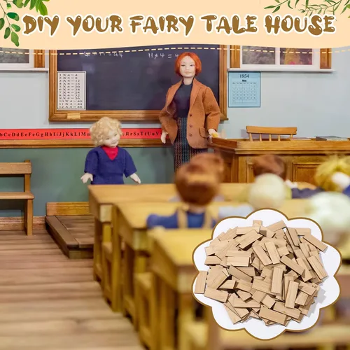 Vista 5 de Sintuff 200 piezas de suelos de casa de muñecas en miniatura, mini tablas de madera para casa de muñecas a escala 1 12, accesorios geométricos